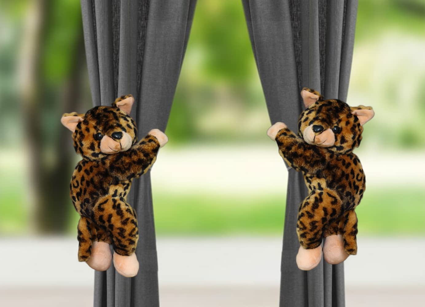 Tickles 2 Pcs Cheetah Soft Plush Toy Curtain Tiebacks Holder Clip For Children Living Room Decoration Accessories Window Curtain