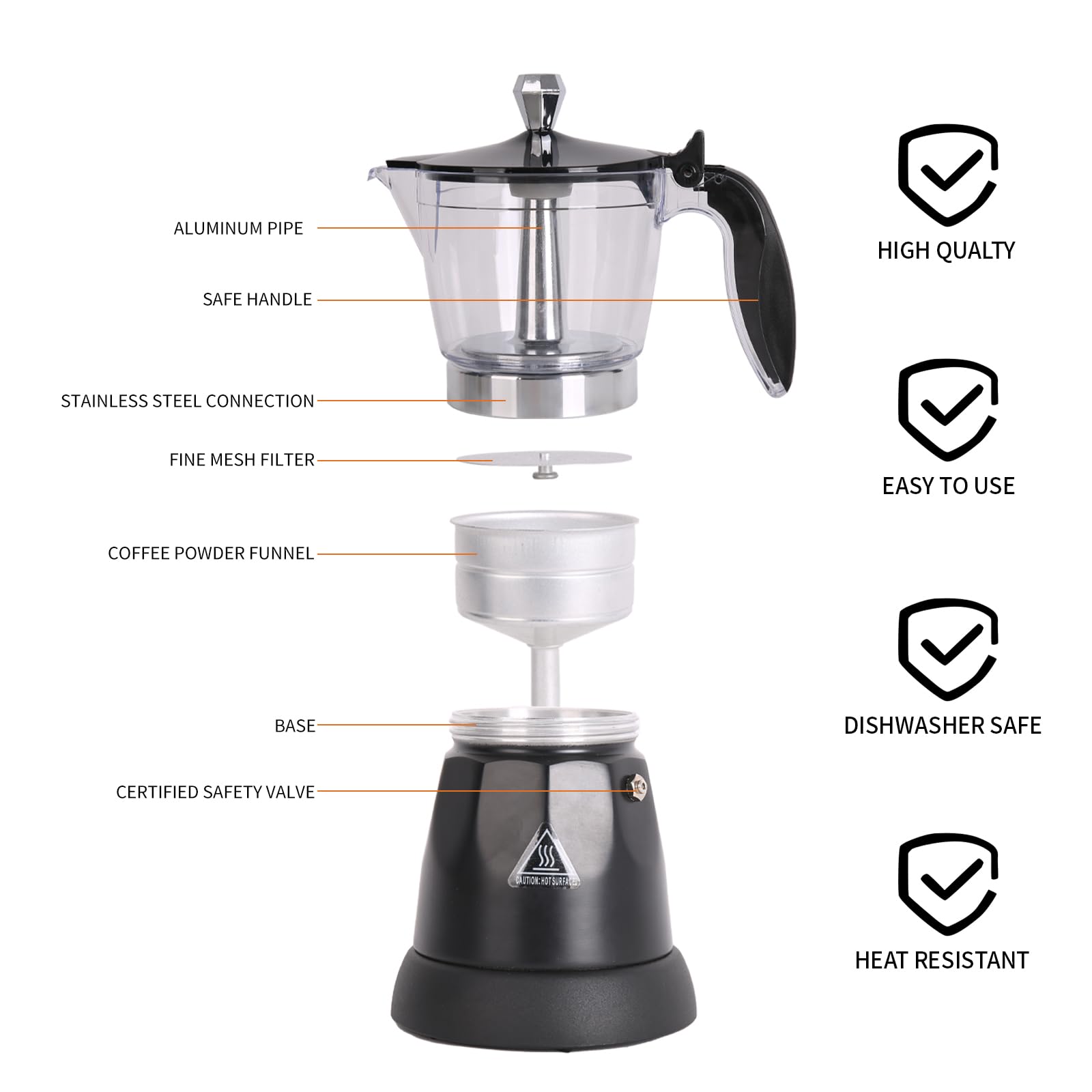 Laoion Cuban Coffee Maker, 6 Cup Electric Espresso Coffee Maker, 300Ml Portable Cafeteras Electricas Modernas, Electric Moka Pot