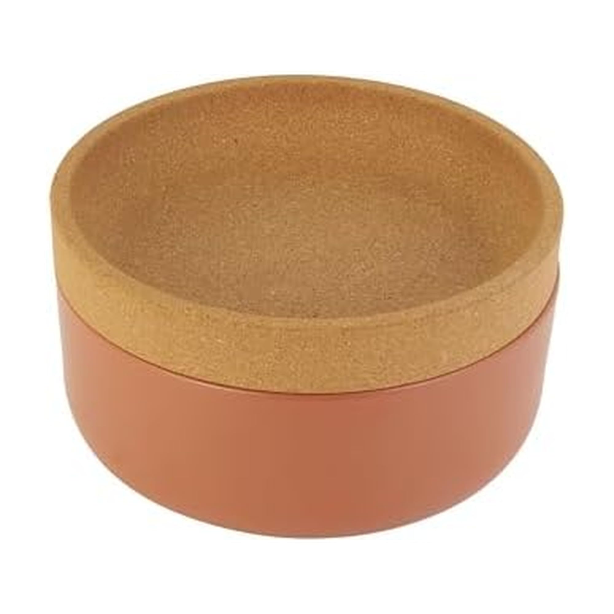 Kamenstein Ceramic and Cork Large Breathable Produce Bowl with Lid, Nautral Cork and Terra Cotta Ceramic, 11 x 11 x 6 Inch