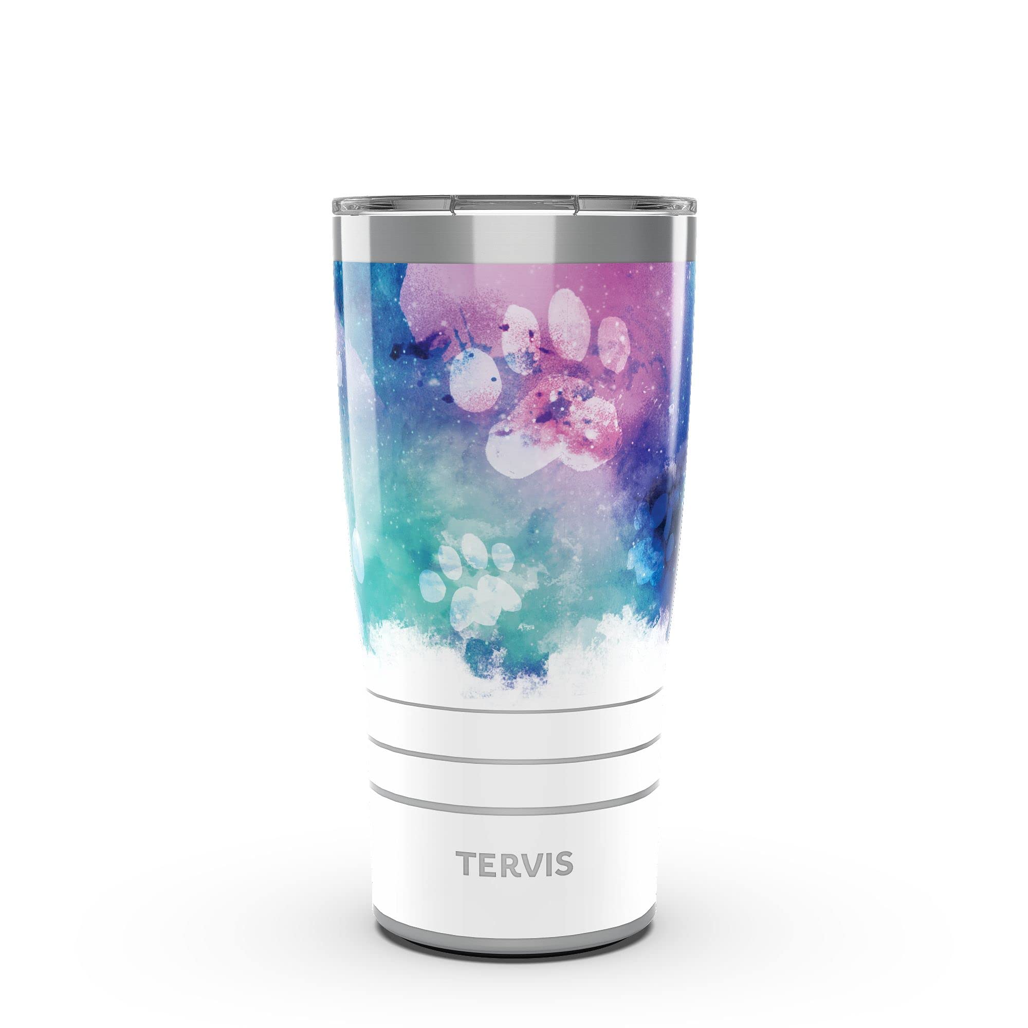 Tervis Traveler Paw Prints Triple Insulated Tumbler Travel Cup Keeps Drinks Cold & Hot, 20oz, Stainless Steel