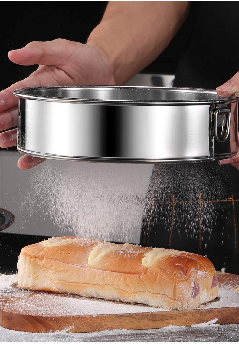 Falytemow Flour Sifter Round Flour Sieve Strainer With 40 Mesh Premium Rustproof Stainless Steel Fine Mesh For Baking 7.87Inch X