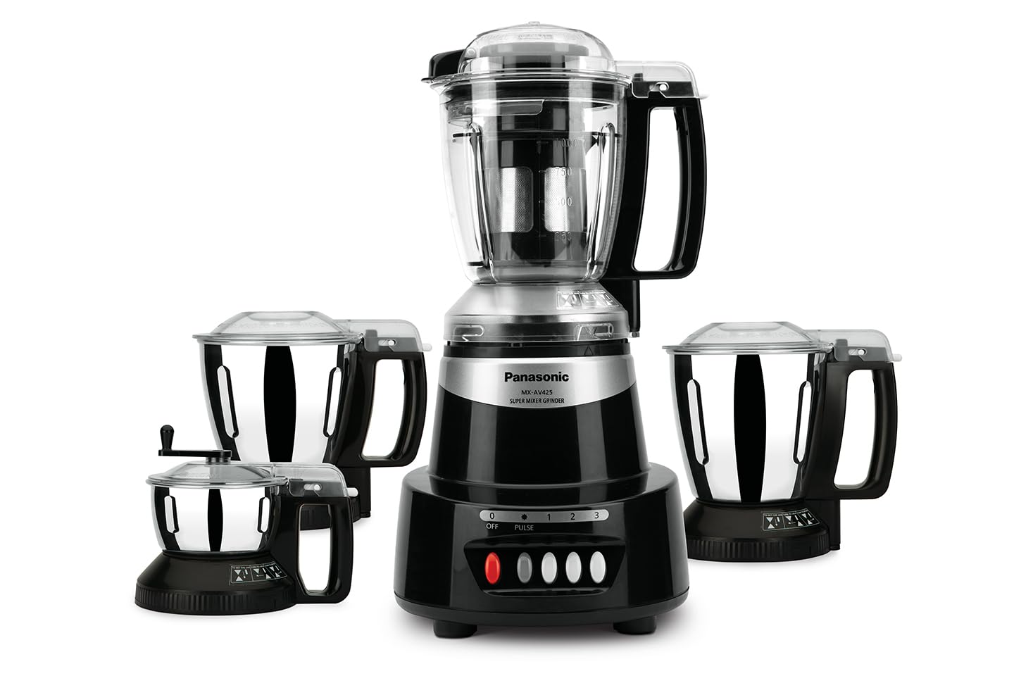Panasonic Heavy Duty Mixer Grinder For Kitchen Mx-Av425 (Charcoal Black) Elements Series Powerful 1500W(Mmlw) 4 Jar(Three-304 St