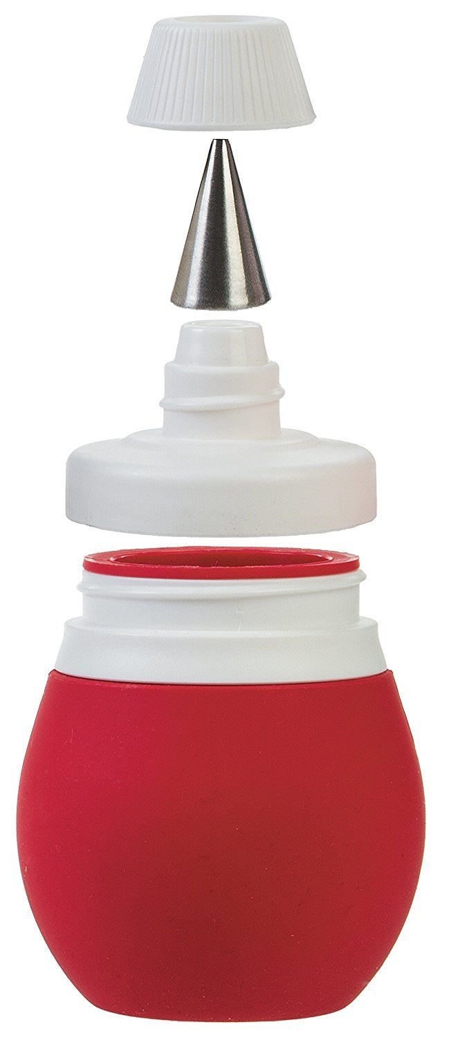 Prepworks By Progressive 4-Piece Frosting Bulb Decorating Kit-With 3 Piping Tips, Red