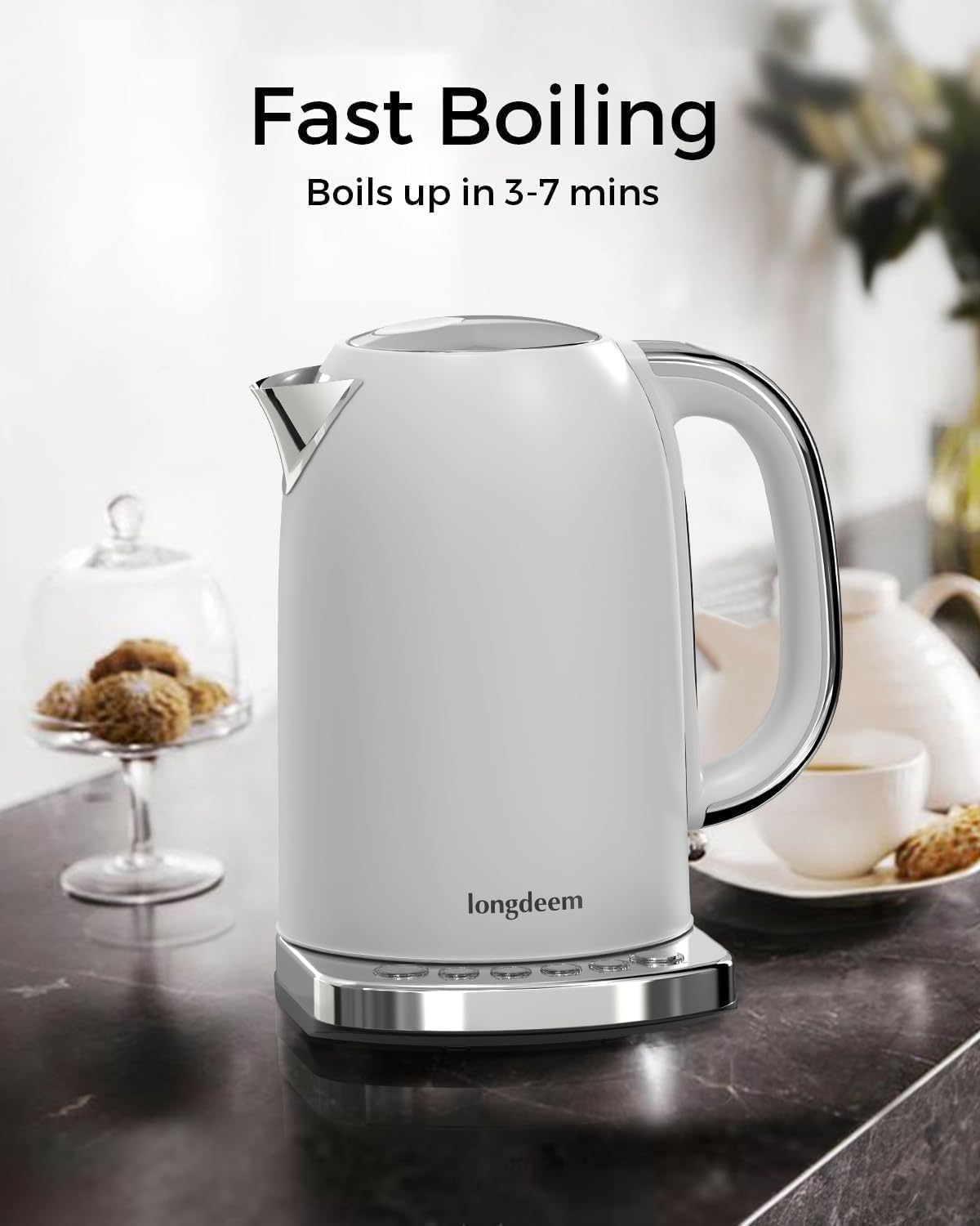 Electric Tea Kettle For Boiling Water With Temperature Control, 5 Presets And Keep Warm Function For Coffee/Tea Brewing, Stainle