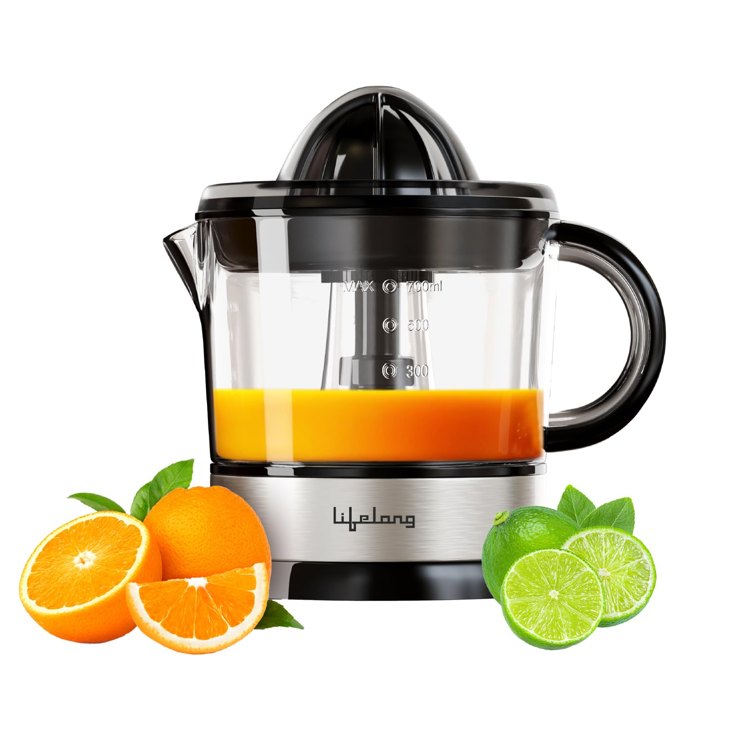 Lifelong Electric Citrus Juicer | Dual Cones & 700 Ml Capacity | Electric Juicer Machine For All Fruits | Powerful 40W Motor For