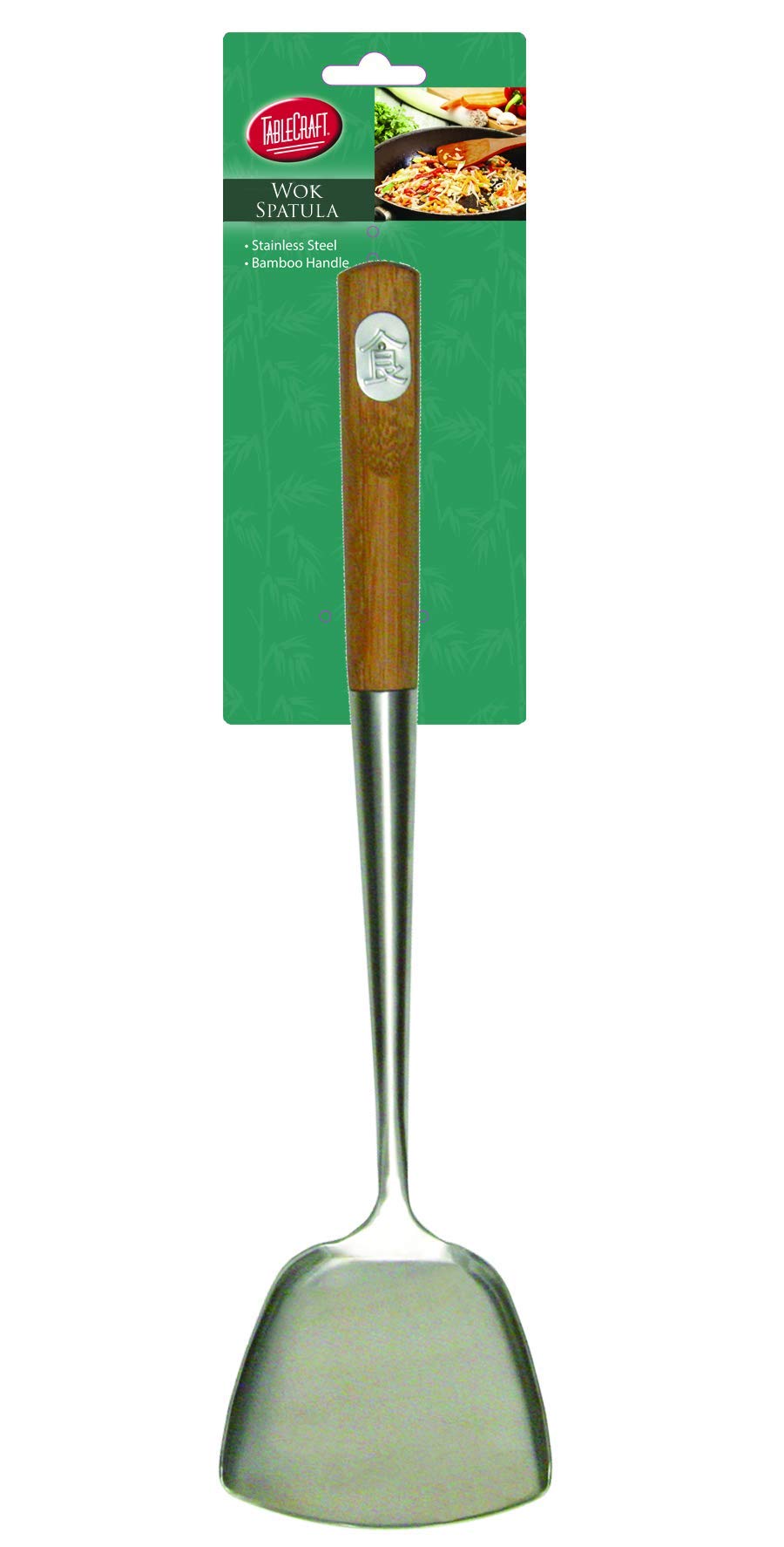 Tablecraft Bamboo Handle Wok Spatula, 14.5-Inch
