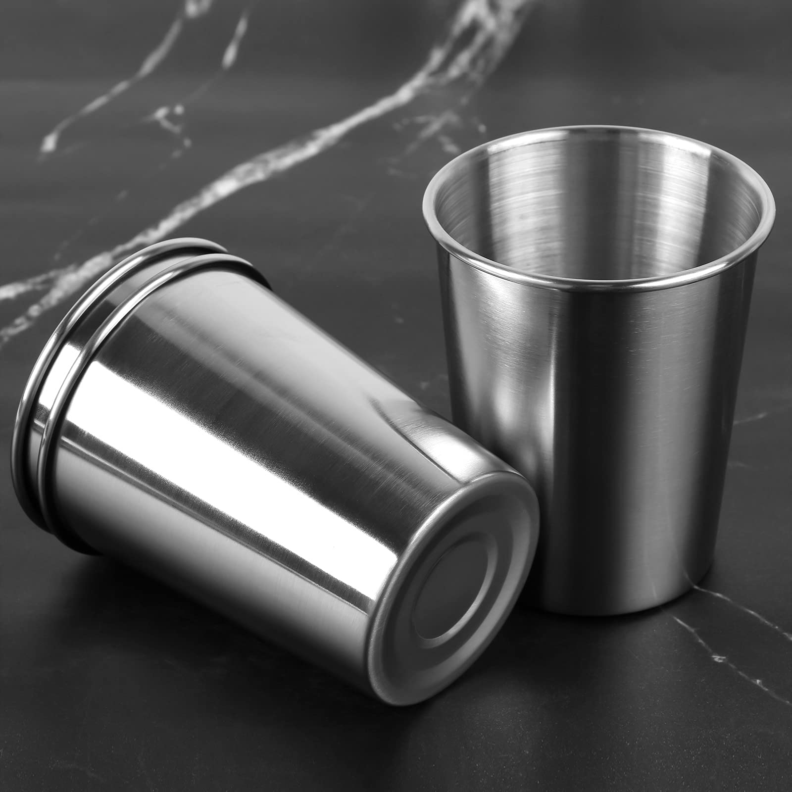 Teqooza 3 Pack 8 Ounce 230ml Stainless Steel Cups Shatterproof Pint Drinking Cups Metal Drinking Glasses for Kids and Adults  Pack of 3