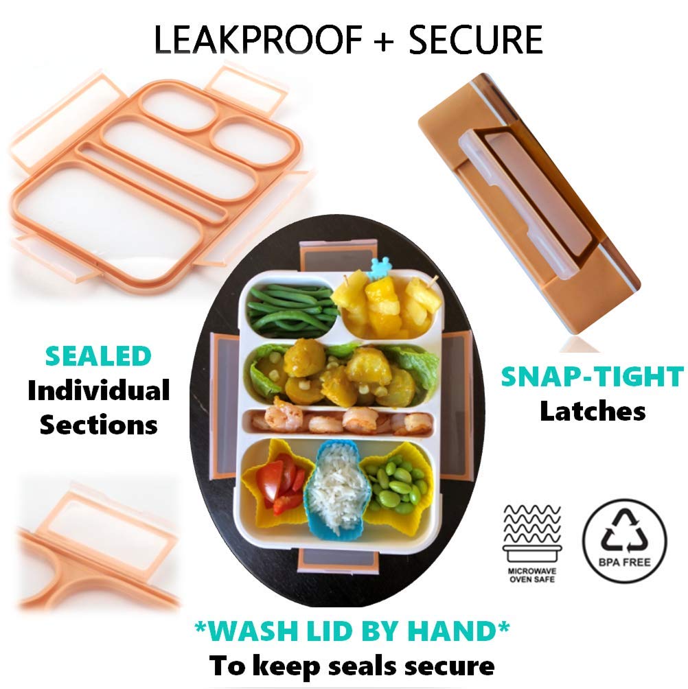 Kinsho Bento-Box For Adults Or Kids, Lunch-Boxes Portion Control Container For Women Men Girls Boys | Leakproof Snack Containers