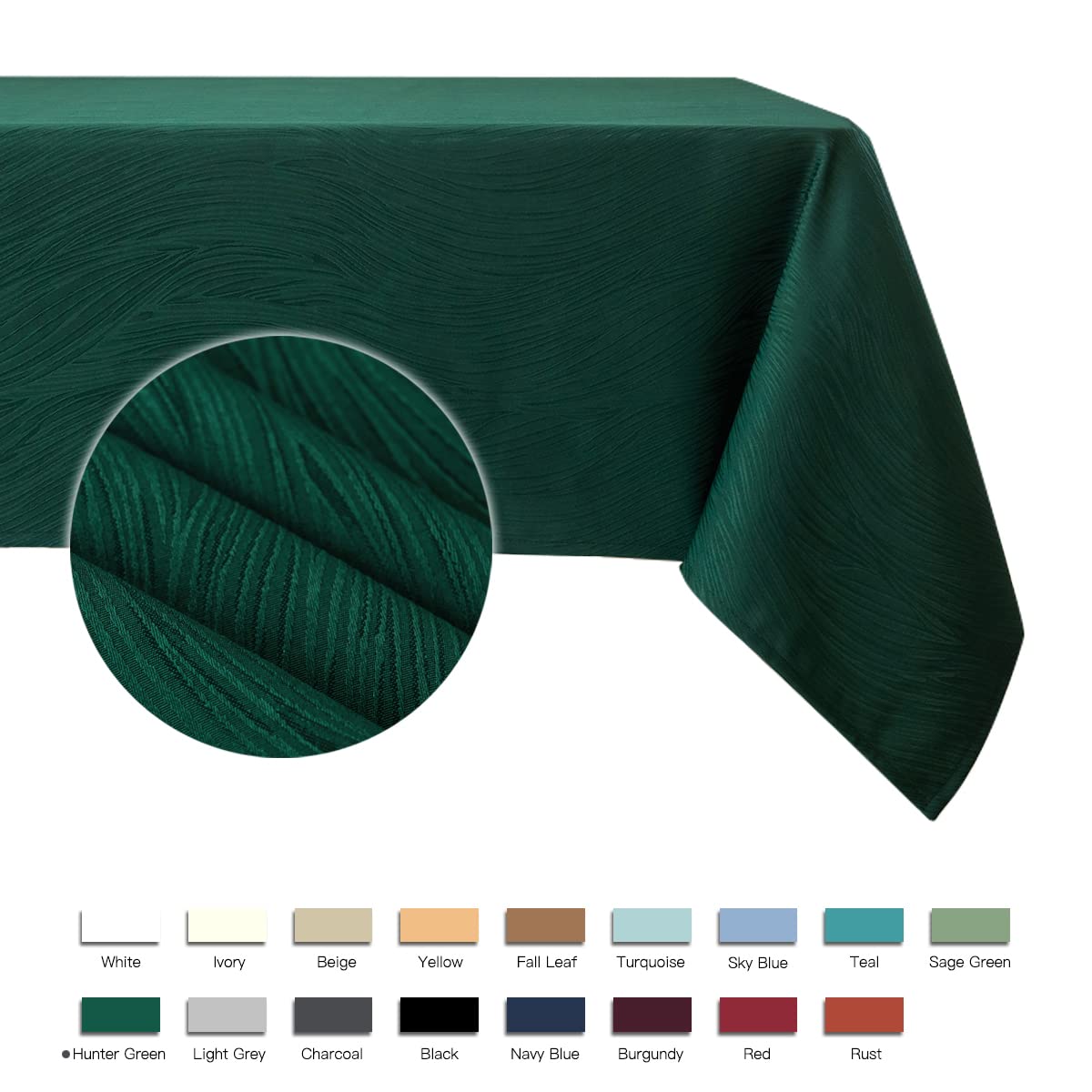 Maxmill Christmas Hunter Green Tablecloth, Spill-Proof And Water Resistance Heavy Weight Soft Table Cloth For Christmas, Holiday