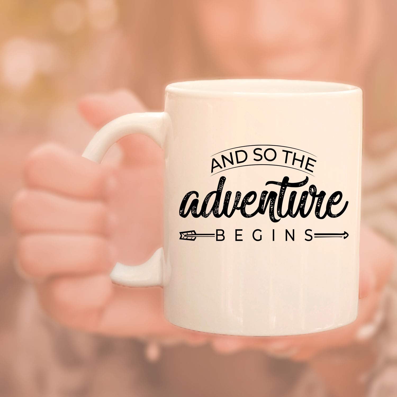 Veracco And So The Adventure Begins Ceramic Coffee Mug FunnyGift For Someone Who Loves Drinking Bachelor Party Favors (White)