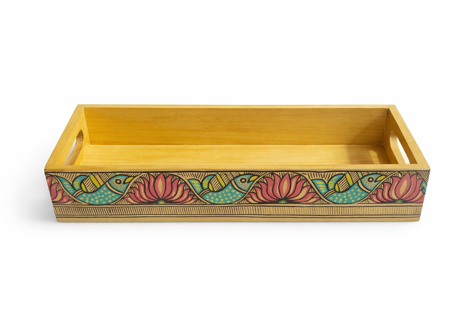 Auranest Decors Wooden Serving Tray For Tea & Snacks, Decorative Kitchen Tray For Dining Table, Stylish Modern Home Decor & Gift