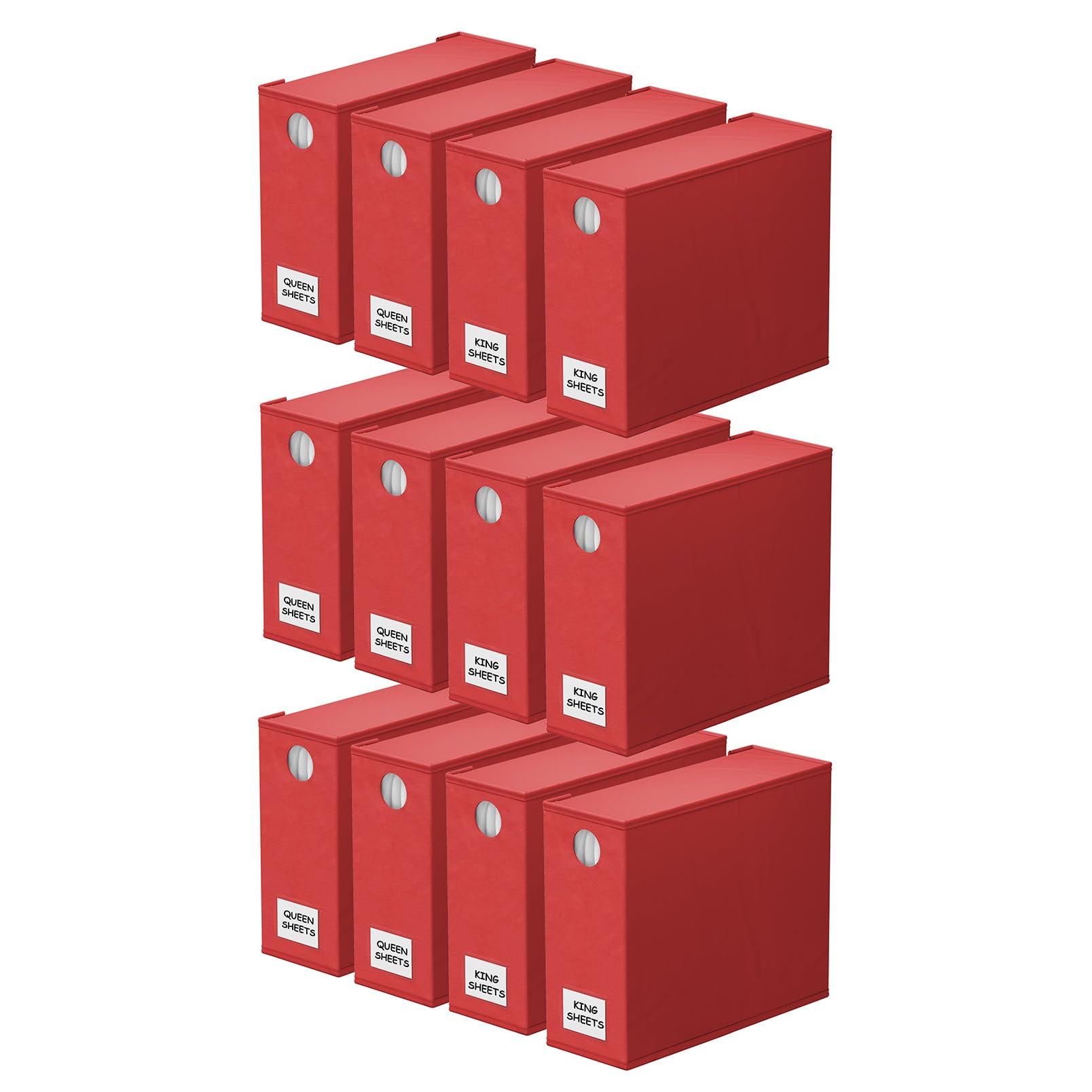 SpaceAid 12 Pack Bed Sheet Organizers and Storage, Foldable Organizer for Linen Closet, Set Folder Keeper With Window XL (Queen 