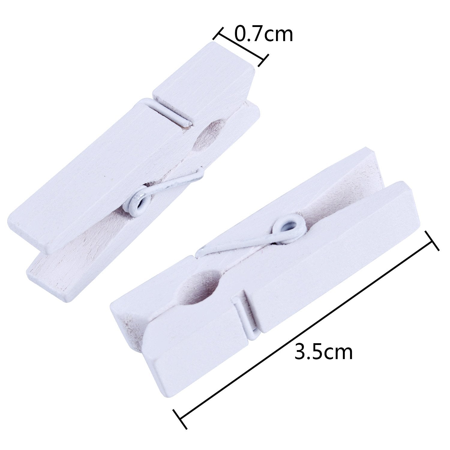 Bronagrand 100Pcs Mini White Wooden Utility Paper Clip, Clothespins Clip, Clothes Line Clips,Photo Clips