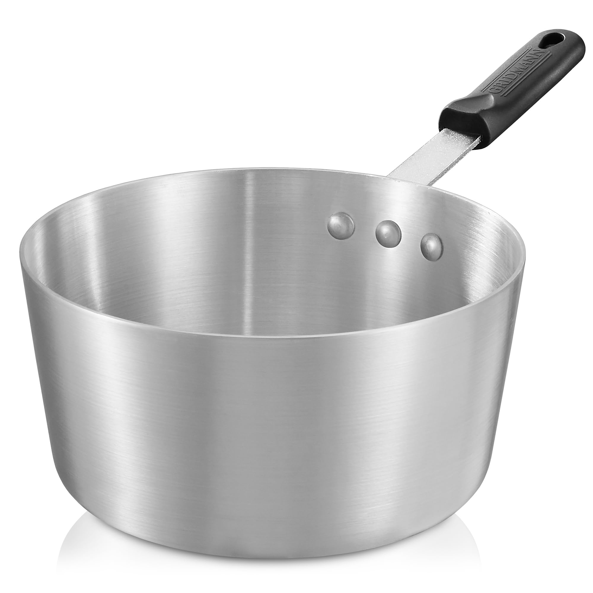 Gridmann 3.75-Quart Tapered Aluminum Sauce Pan With Silicone Handle, Nsf Listed Heavy Duty Professional Cookware