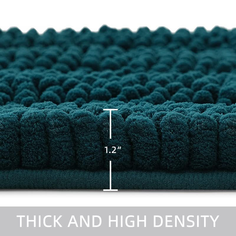 Tengtenglink Bath Mats For Bathroom,Thick Soft Chenille Floor Mats,Non Slip Shower Mats Ultra Water Absorbent Doormat (Cyan, 16