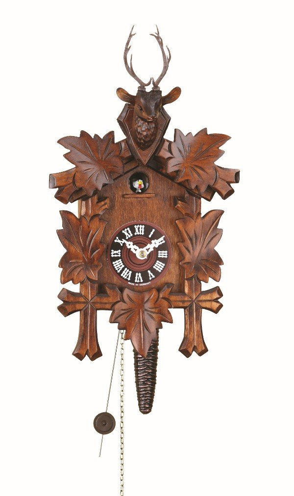 Trenkle Quarter Call Cuckoo Clock with 1-Day Movement Five Leaves, Head of a Deer TU 624 nu