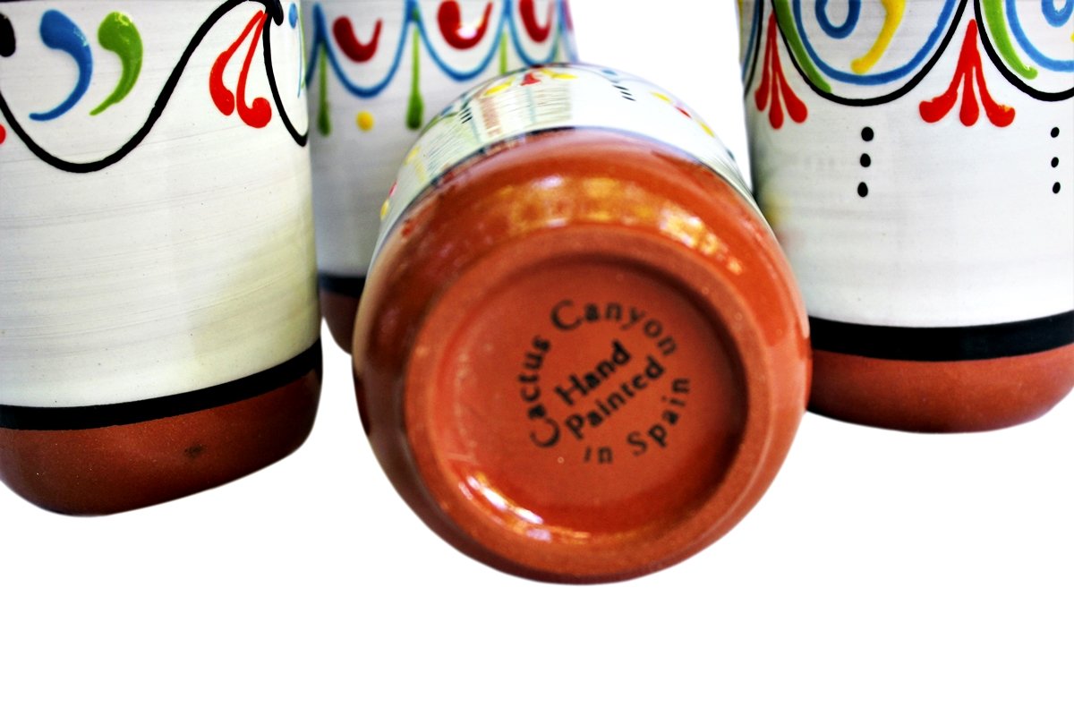 Cactus Canyon Ceramics Spanish Terracotta 5-Piece Cup Set, White