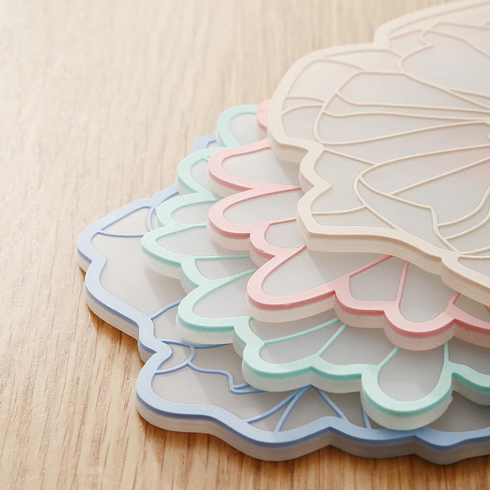 2Pack Silicone Drink Coasters, Vintage Flowers Lace Cup Coffee Mug Bowl Pot Mats Pads For Home And Kitchen 15.5Cm (Blue+Green)
