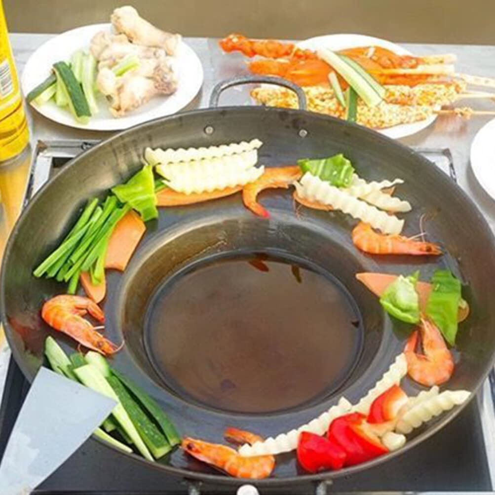 Happyyami Frying Concave Pan Stainless Steel Griddle Concave Discada Disc Cooker High Heat Cooking Skillet Heavy Duty Comal Para