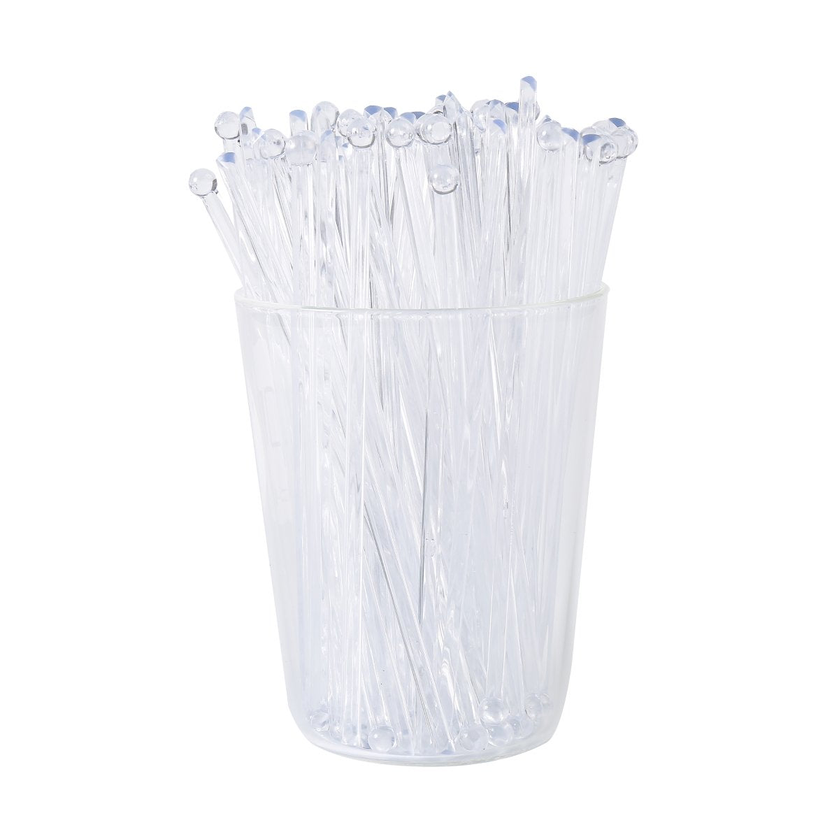 Gmark 6 Inch Plastic Round Top Swizzle Sticks 100 Ct Clear, Ball Head Stirrer 100 Pack Gm1003D