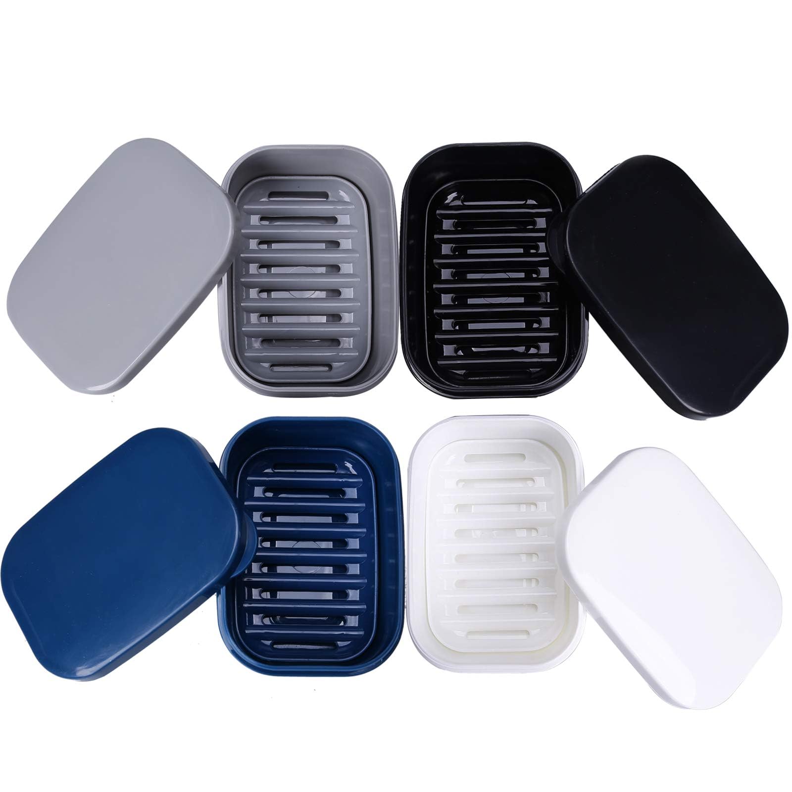 PUTING 4pcs Soap Travel Container Portable Soap Case Leakproof Soap Box Soap Saver Dish with Cover Plastic Soap Bar Holder for Camping Outdoor Bathroom Shower Gym Hiking Traveling
