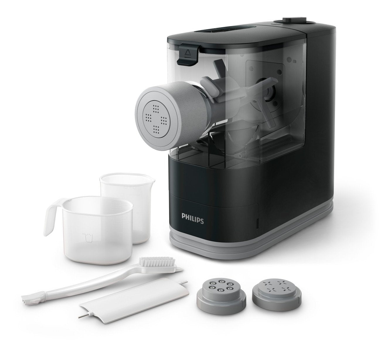 Philips Kitchen Appliances Pasta Maker, Fully Automatic, Small, Black, Model HR2371/05, Includes 3 Shaping Discs & Recipe Book