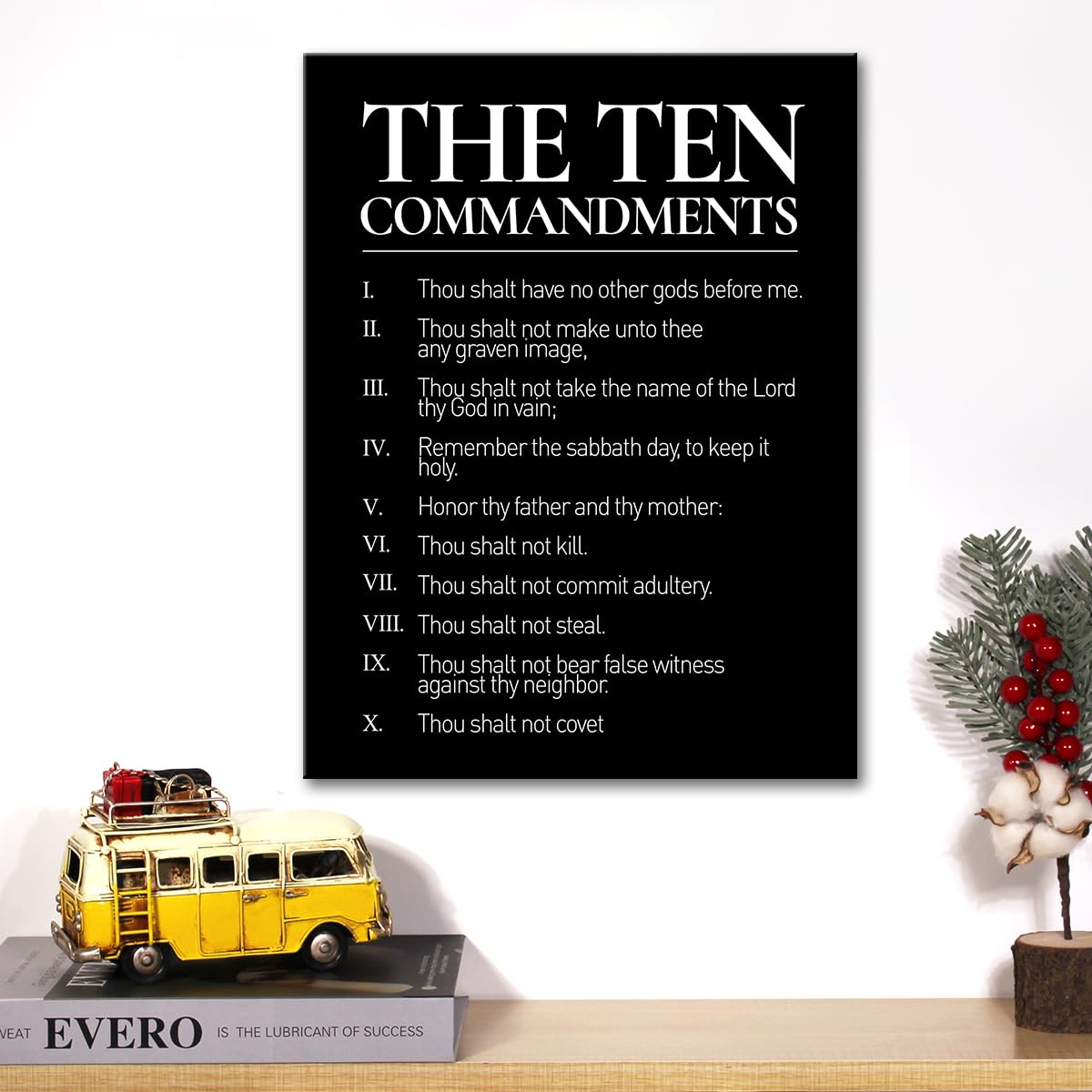 Christian Canvas Wall Art 10 Commandments Canvas Print Positive Scripture Canvas Painting Home Bedroom Wall Decor Framed Gift 12