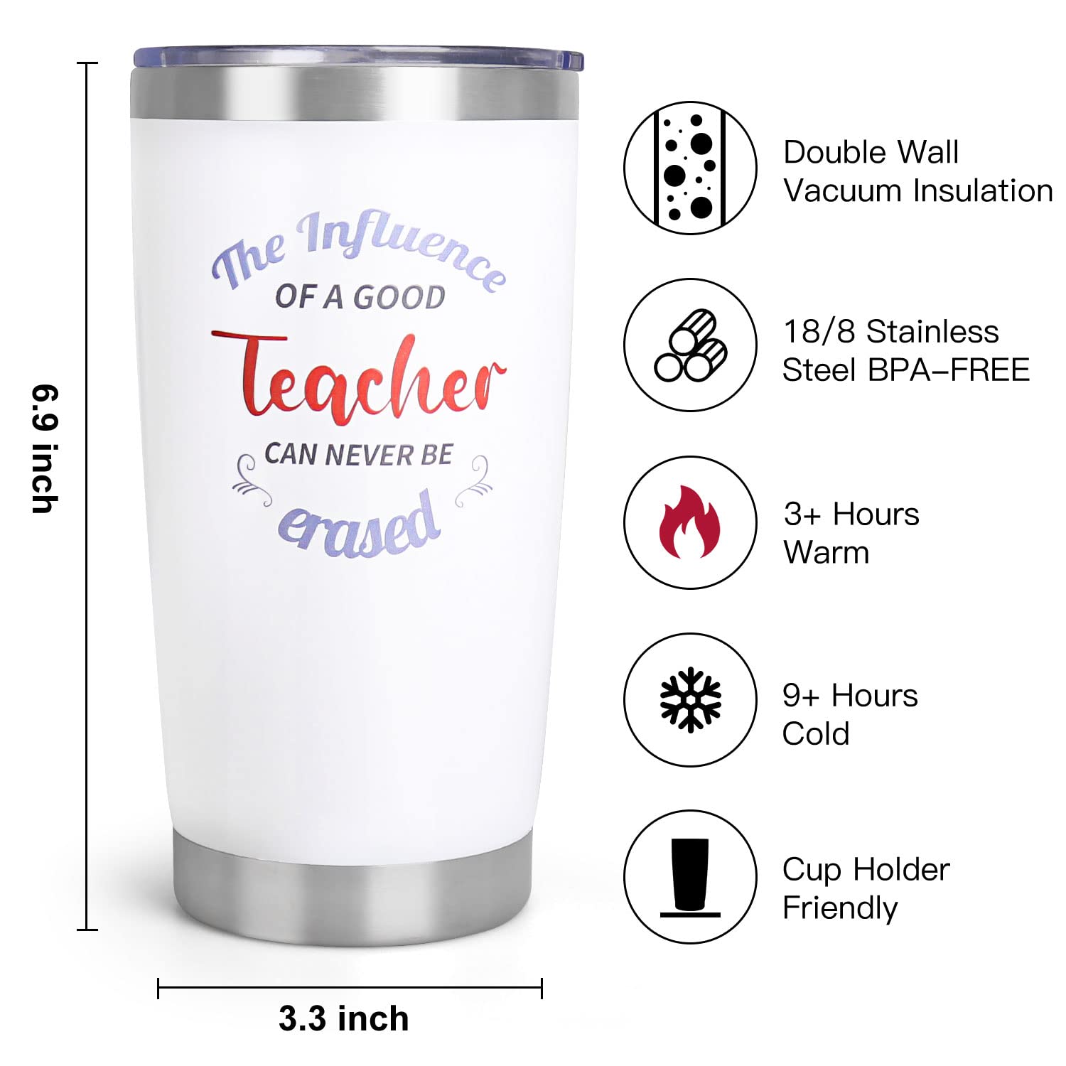 Teacher Gifts, Teacher Appreciation Gifts with 20 OZ Insulated Tumbler, Affirmation Cards Unique Gift Ideas for Women, Cozy Sock