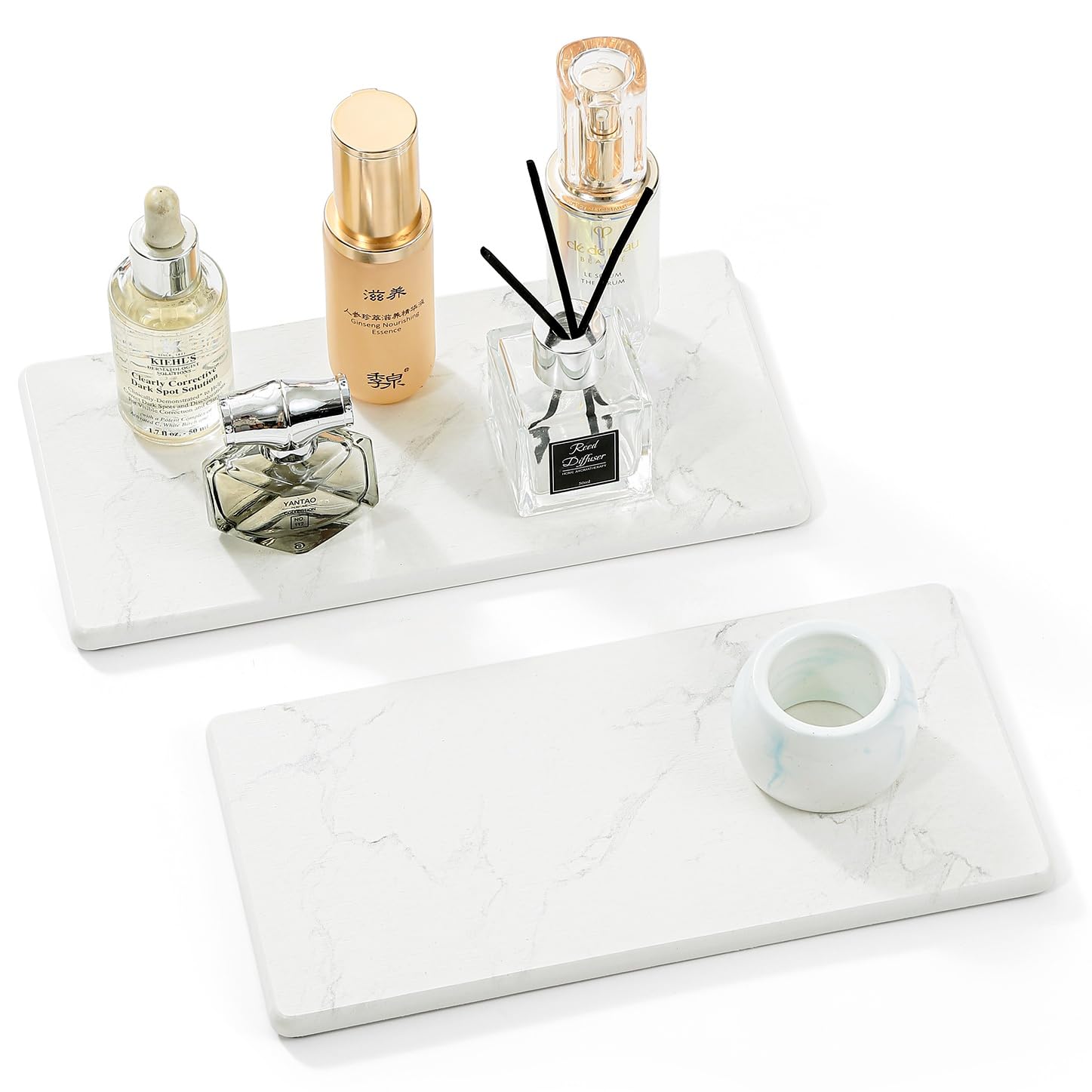 2PCS 10x 5 Large Bathroom Sink Vanity Trays, Water Absorbing Diatomite Stone Quick Drying Mat for Kitchen Counter, Dish Rack Dis