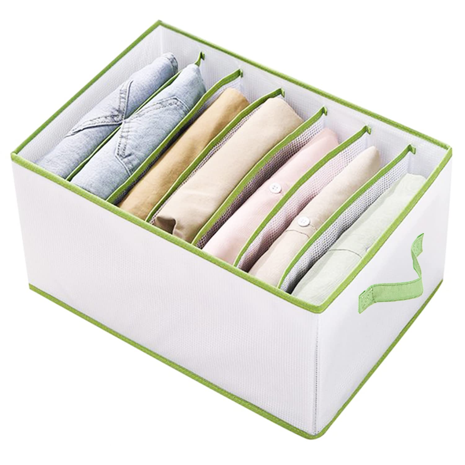 House Of Quirk Jeans Storage Boxs, Wardrobe Clothes Organizer, 7 Grids Thicken Closet Organizers, Foldable, Save Space Clothing 