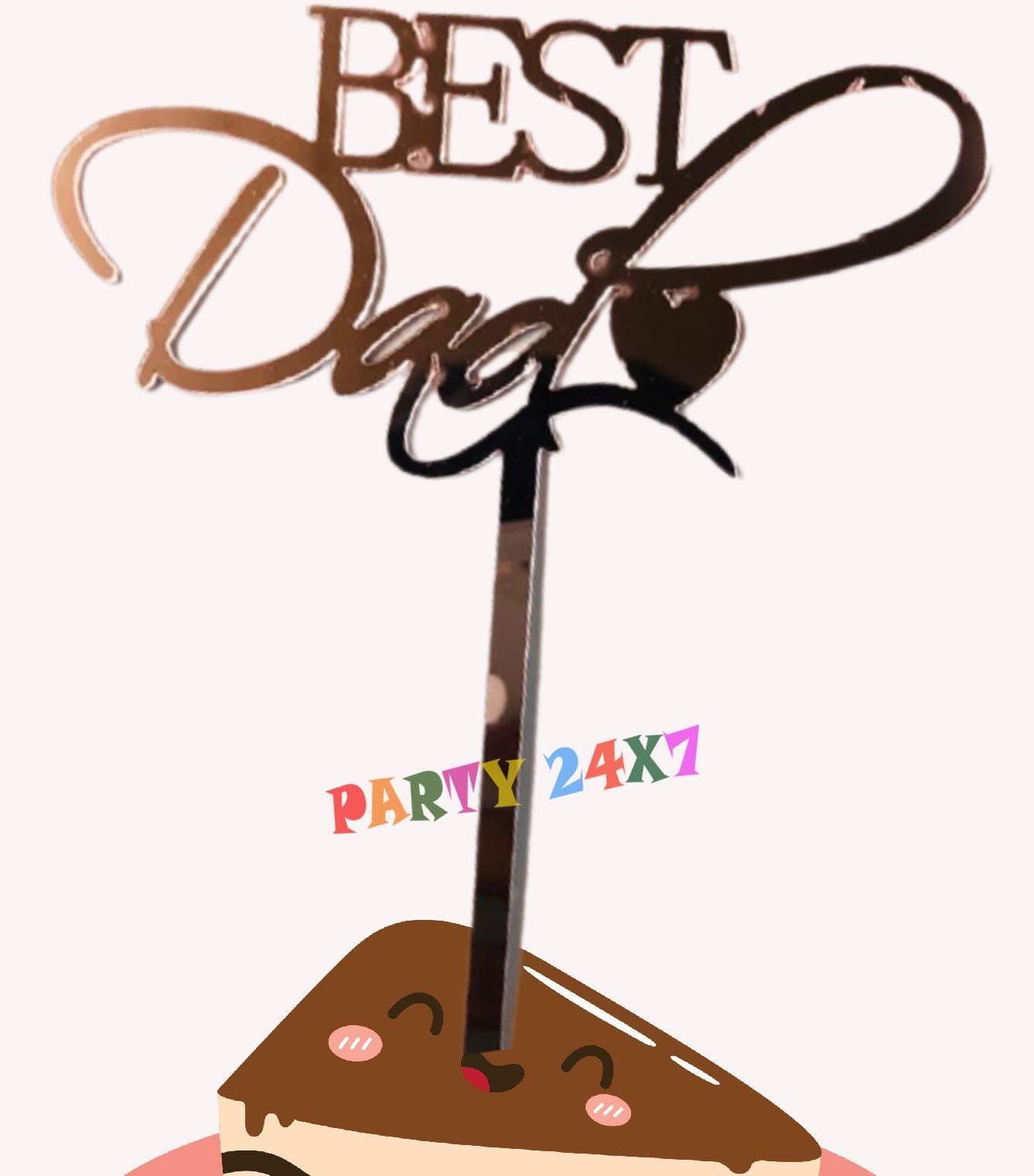 Party 24X7 Fathers Birthday Best Dad Cake Topper Rose Gold | Husbands Birthday | Fathers Birthday | Dad
