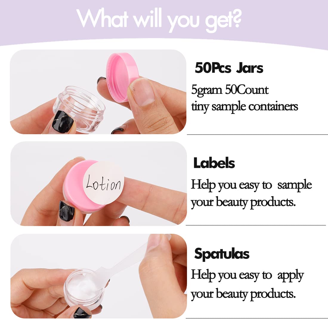 5 Gram Sample Containers With Lids, 50 Count 5Ml Sample Jars, Empty Cosmetic Containers With Lids, Small Makeup Travel Container