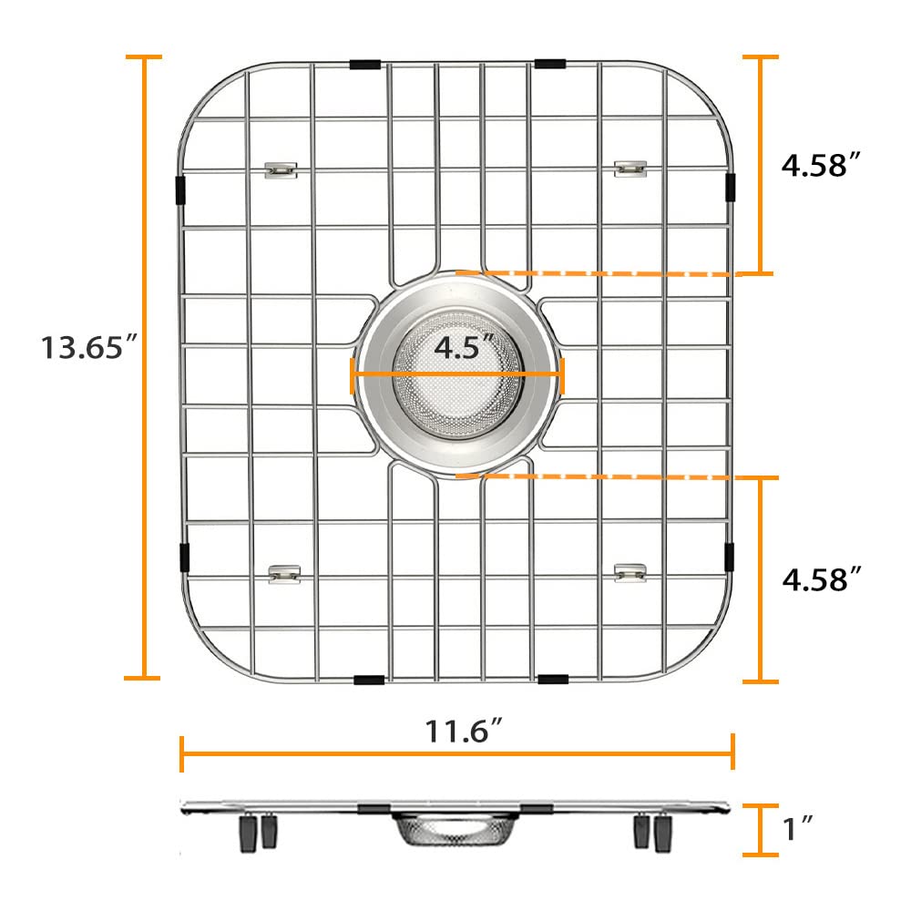 Alonsoo Sink Protectors for Kitchen Sink Stainless Steel Sink Grid  Sink Rack for bottom of Sink 13.2''L?1.6''W with Center Drain 1 Pack