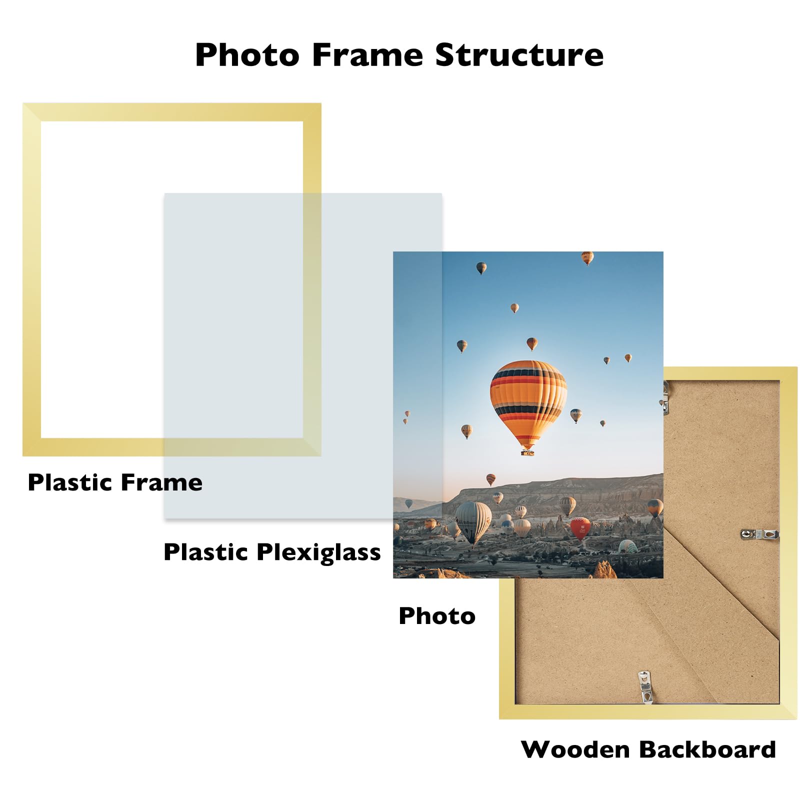 JCJMY 8x9 Picture Frame Gold for Wall Hanging or Tabletop, Wall Mounting Horizontally or Vertically, 8 x 9 Wall Gallery Poster P