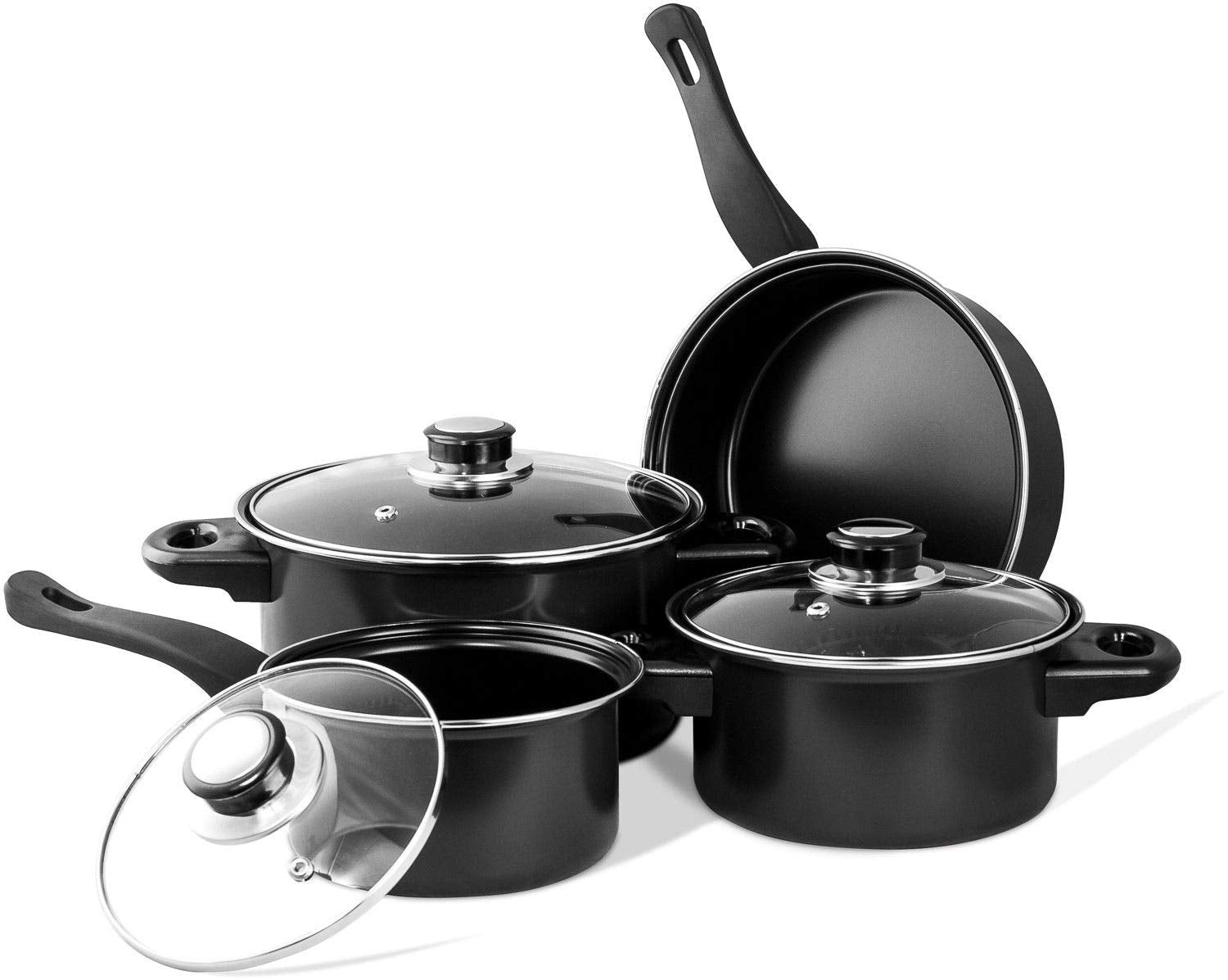 Imperial Home 7 Pc Carbon Steel Nonstick Cookware Set, Pots & Pans Set, Dishwasher Safe Cookware Set, Cooking Set, Kitchen Essen