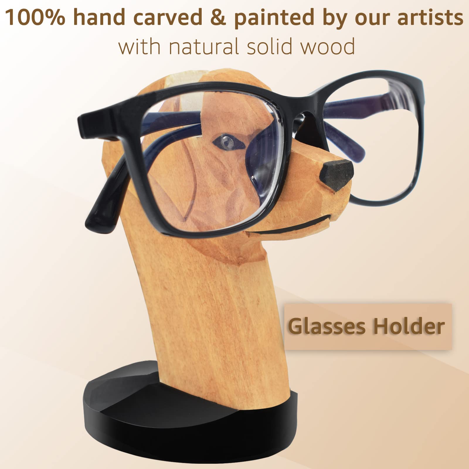 VIPbuy Handmade Labrador Retriever Shape Wood Carving Glasses Spectacle Holder Stand Sunglasses Display Rack Home Office Desk D
