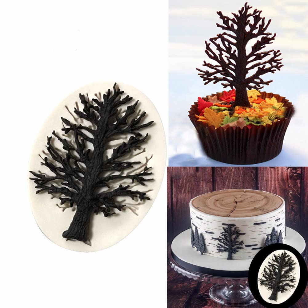 Kuxse 2 Pcs/Set Christmas Tree Fondant Cake Silicone Mold,Xmas Birthday Party Diy Cake Decorating For Chocolate,Fondant,Candy,Su