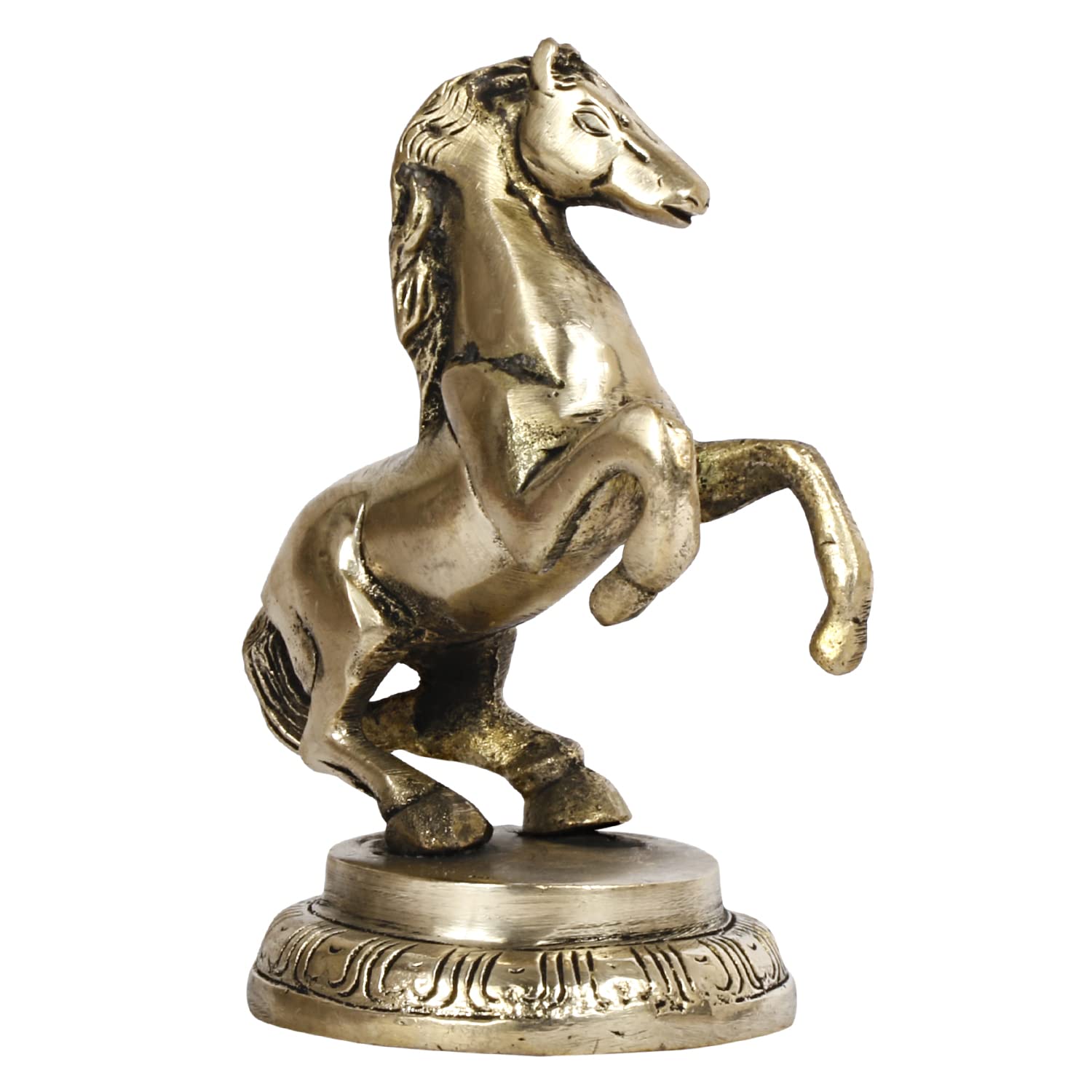 ARTVARKO Brass Horse with Uplifted Legs Standing Horse Tableware Showpiece Home Decor Running Horse Vastu Wall showpiece, Statue
