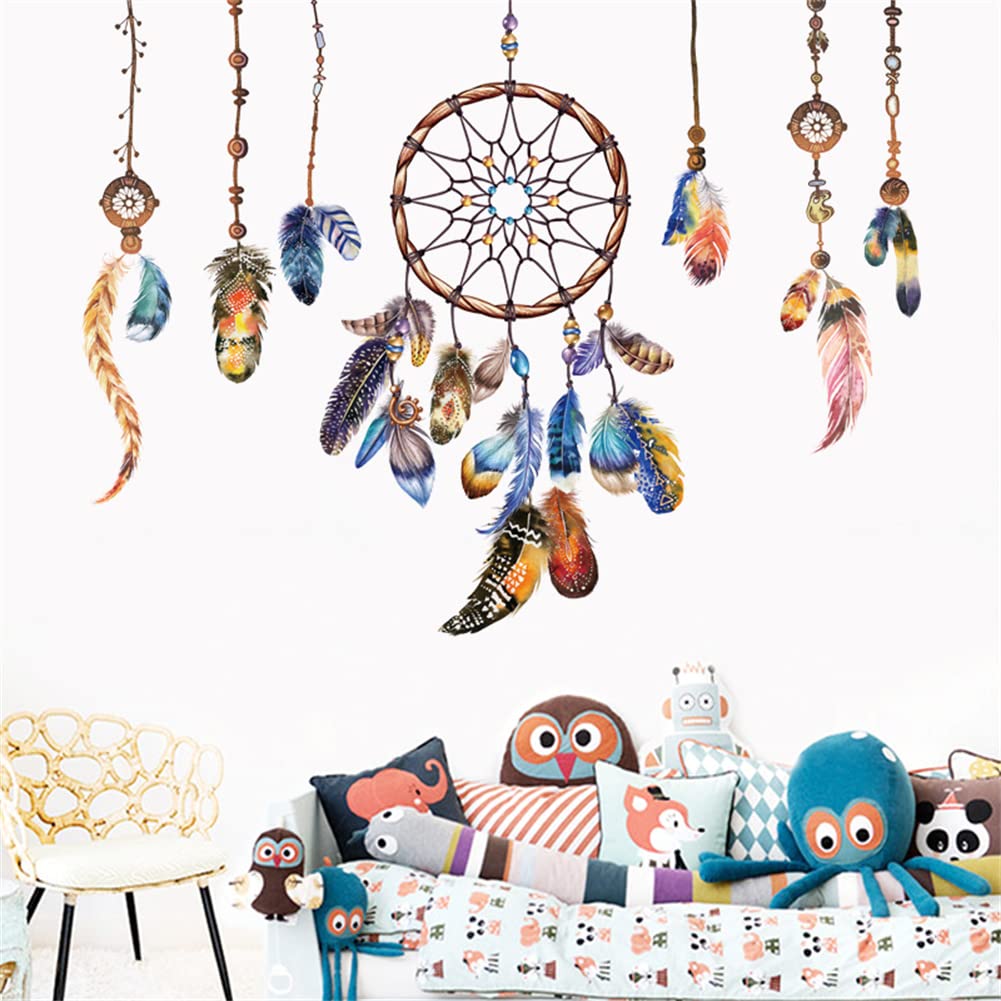 Dream Catcher Wall Decals YXY LLC Dream Catcher Feathers Wall Stickers for Bedroom Kids Room Decoration (Dream Catcher)