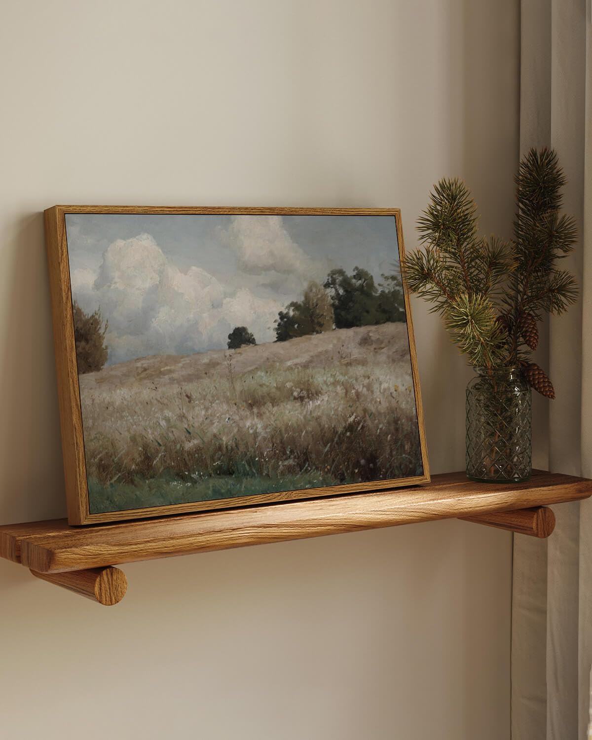 Insimsea Framed Canvas Wall Art Vintage Decor, Landscape Paintings Wall Decorations For Living Room, Retro Wall Art For Bedroom