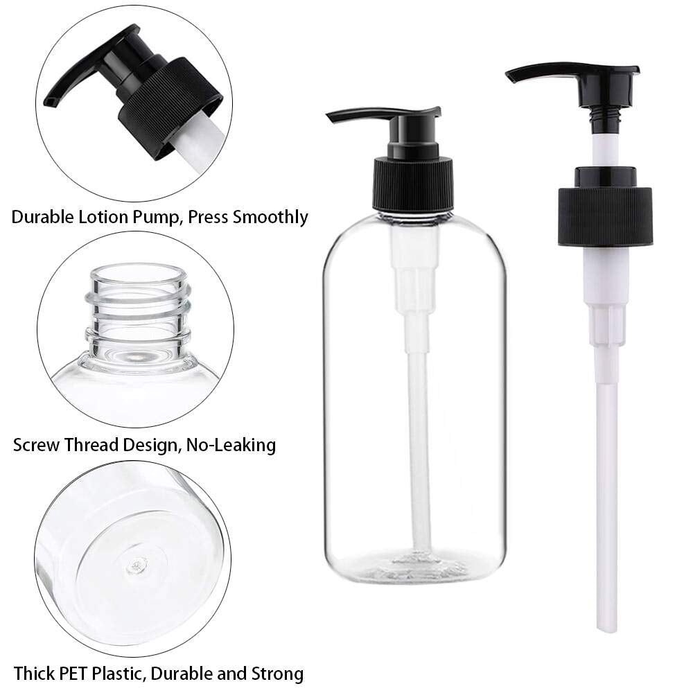Empty Plastic Pump Bottles Dispenser 4 Pack 16Oz/500Ml Portable Clear Bpa-Free Cylinder Shampoo Lotion Hand Pump Bottle Durable