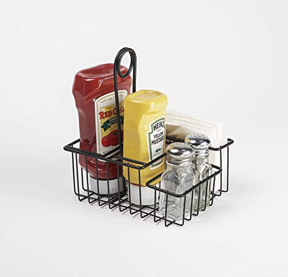 G.E.T. 4-31696 4 Compartment Condiment Caddy, Teflon Coated, 8'' X 6.5'', Black