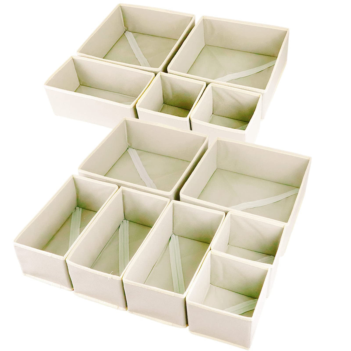 12 Pack Drawer Organizers, Drawer Dividers Storage Bins, Foldable Drawer Organizers for Clothing, Cloth Clothes Drawer Organizer