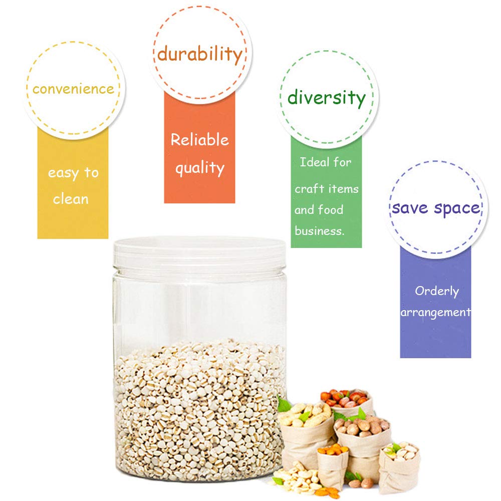 15 Pack 6Oz Clear Plastic Jars Wide-Mouth Storage Containers,Refillable Empty Containers For Dry Food,Dried Fruit,Seasoning And