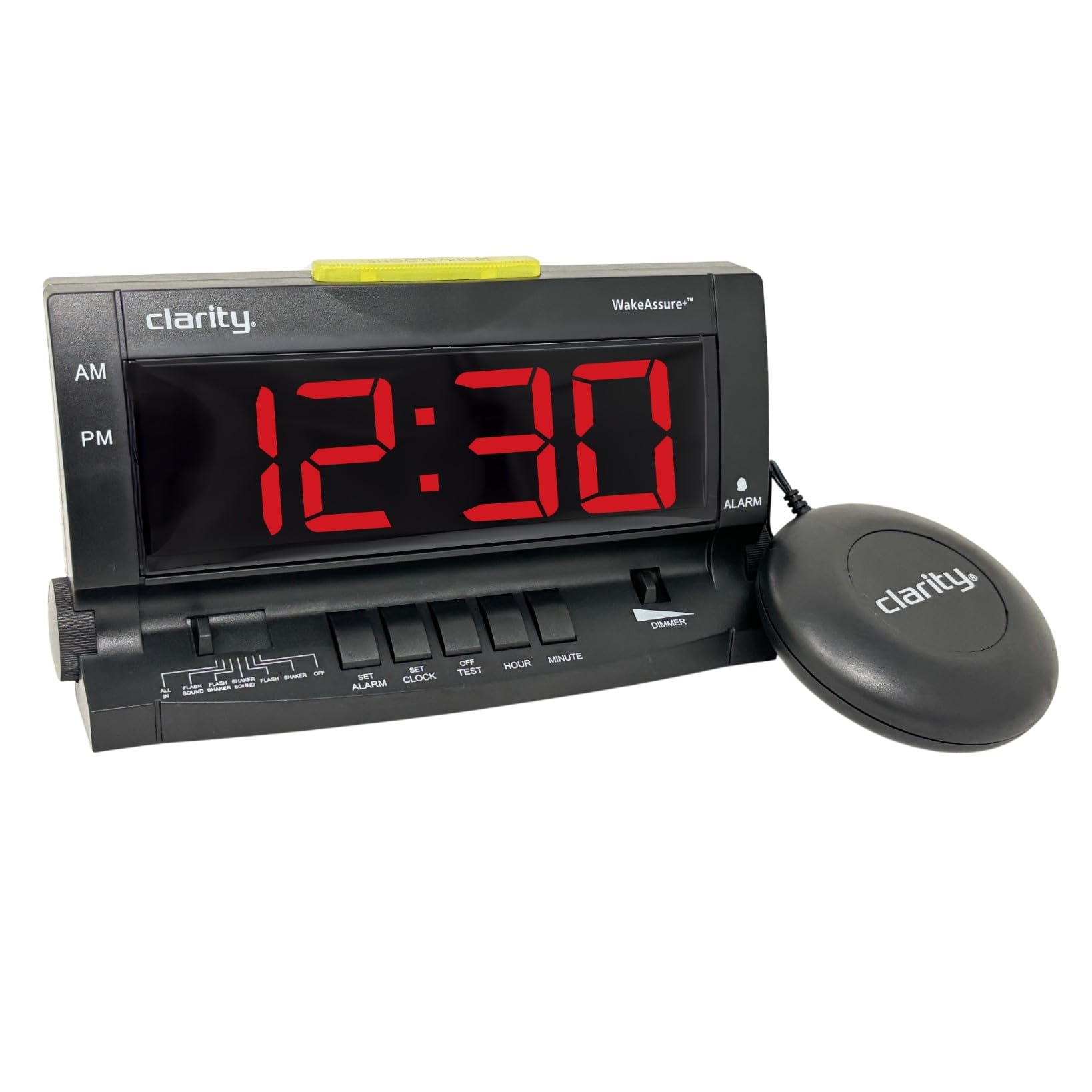 Clarity Wake Assure+ Desktop Alarm Clock with Vibrating Bed Shaker for Heavy Sleepers, Deaf, Hard of Hearing | Adjustable Volume