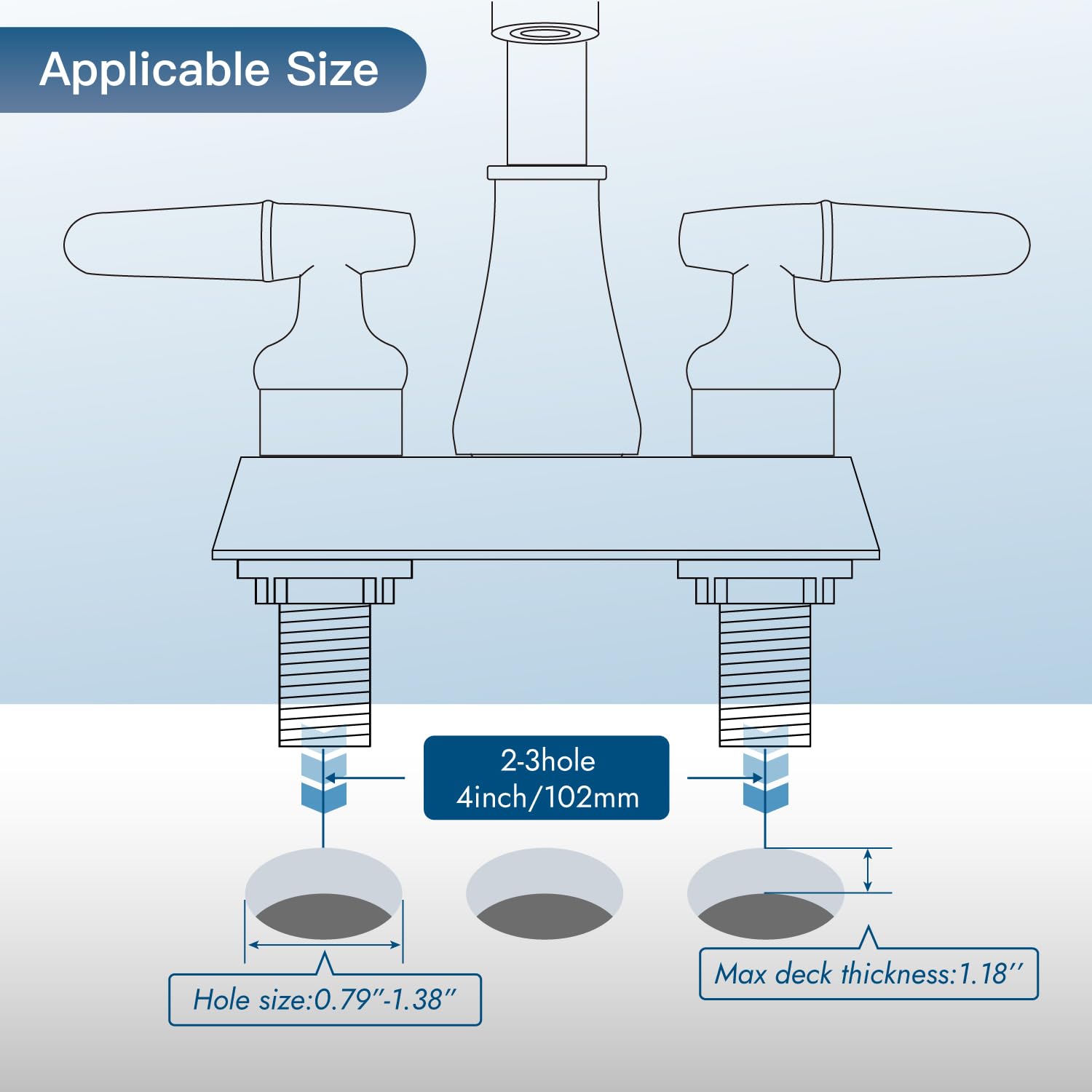 Cinwiny Bathroom Sink Faucet 4 Inch 2 Handle Lavatory Bathroom Vanity Faucets 360 Degree Swivel Spout Modern Deck Mount Rv Bathr