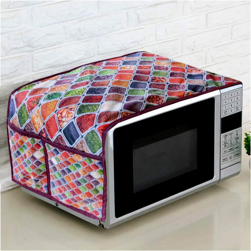 Kanushi Industries Microwave/Oven Top Cover With 4 Utility Pockets (Var-Micro-Dig-D)