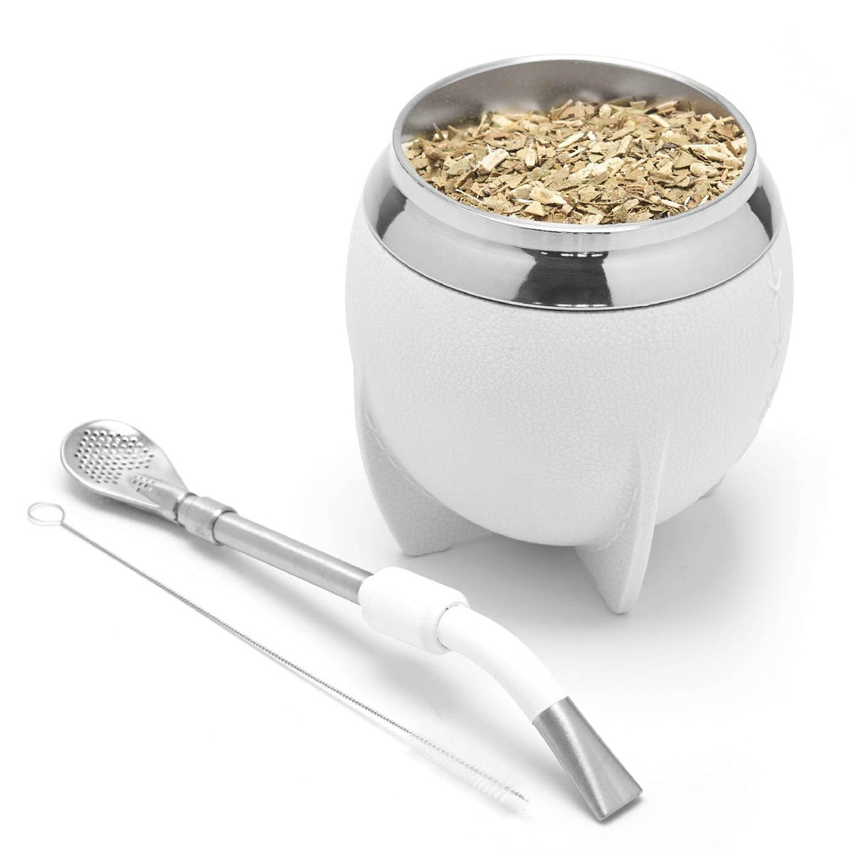 Balibetov Yerba Mate Cup And Bombilla Set, Includes Stainless Steel Yerba Mate Gourd, Premium Bombilla Mate And Cleaning Brush (