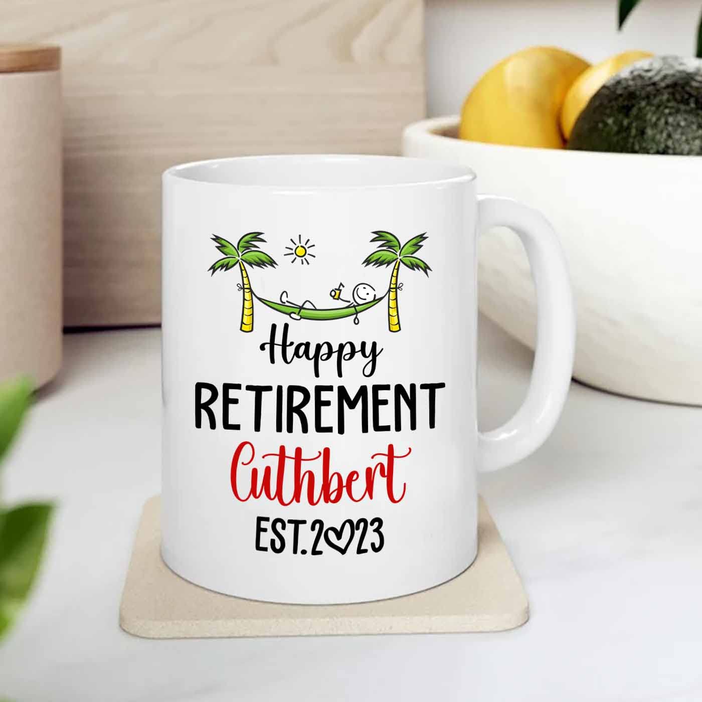 Personalized Retirement Weekly Schedule White Mug With Choose Name Year, Custom Retired Calendar Coffee Mug Cup Gifts For Retire