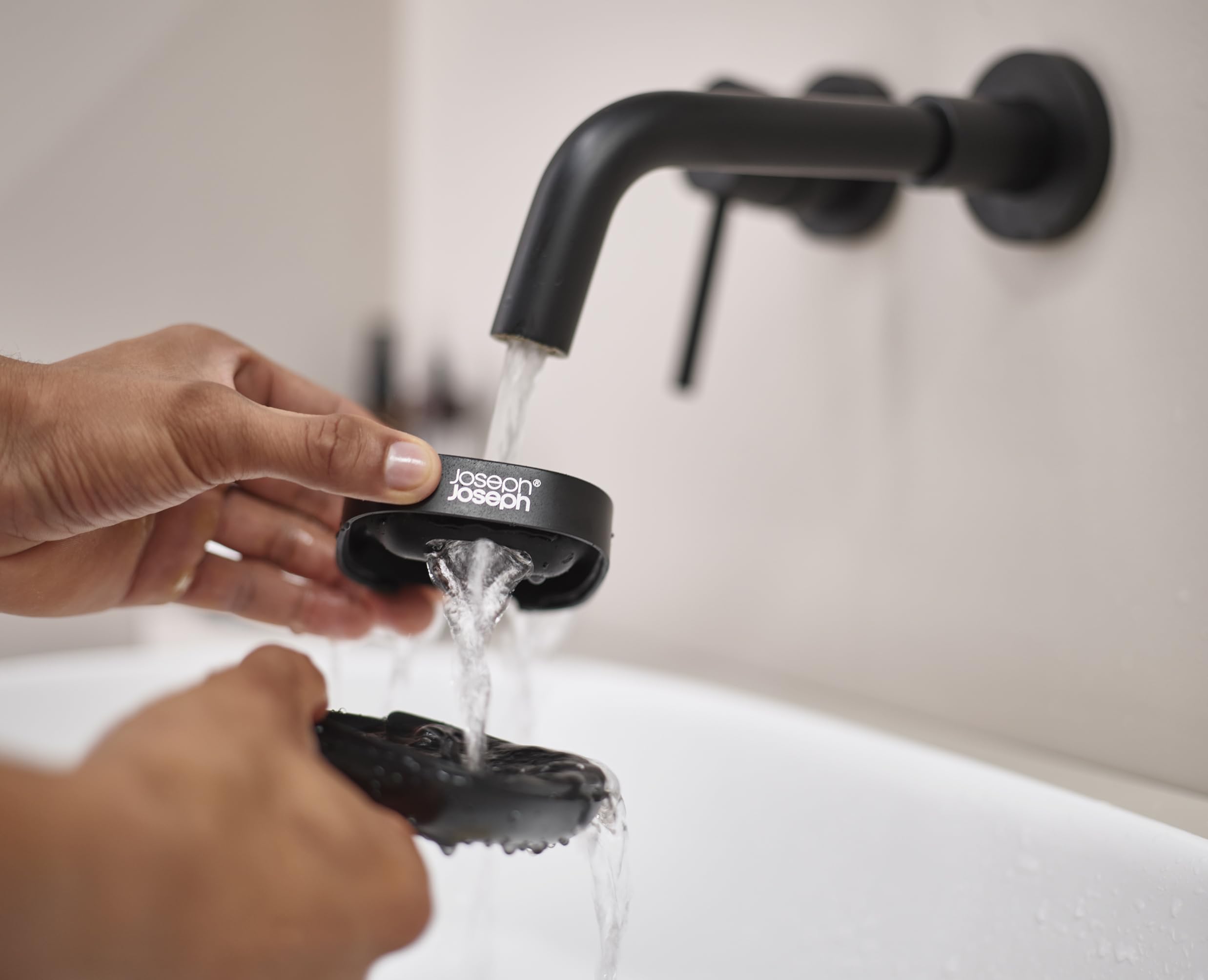 Joseph Joseph Bathroom Slim, Compact, Soap Dish Holder With Non-Slip Base, Matt Black